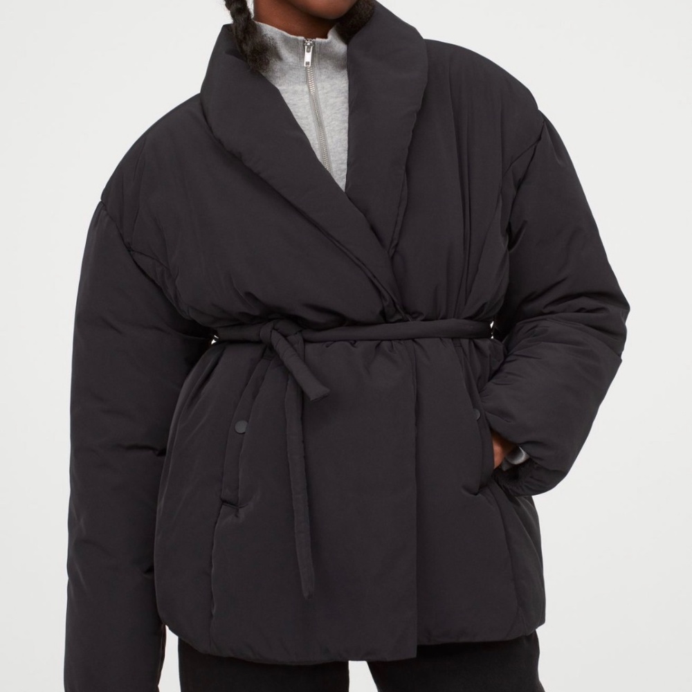 Belted Puffer Jacket Black Size S